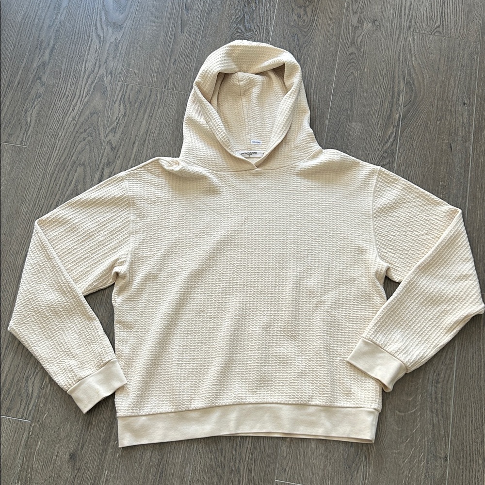 perfectwhitetee Cream Waffle Knit Hoodie